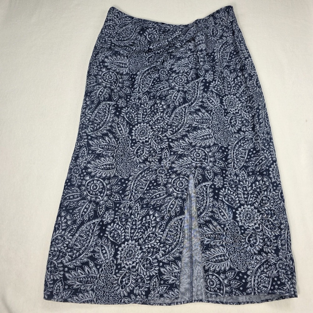 Madewell Skirt Womens Size 6 Blue Paisley Linen Long Maxi Summer‎ Vacation Boho